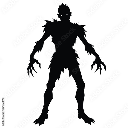 "Zombie Walking Silhouette Vector"