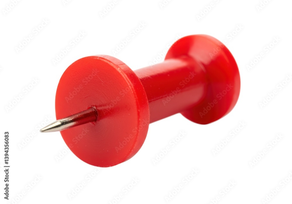 Close up view of a single red pushpin Close up view of a single red pushpin