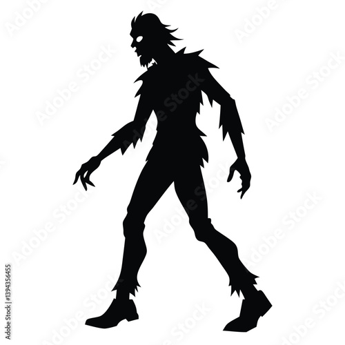 "Zombie Walking Silhouette Vector"
