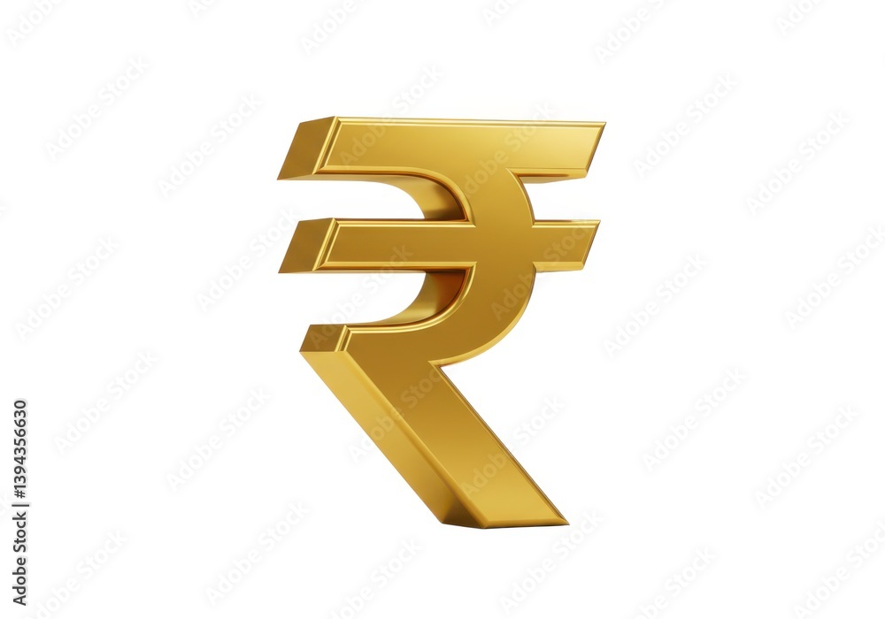 Fototapeta premium A shiny golden rupee symbol
