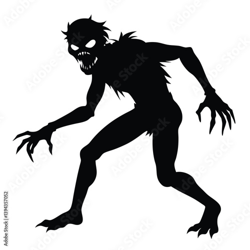 "Zombie Walking Silhouette Vector"