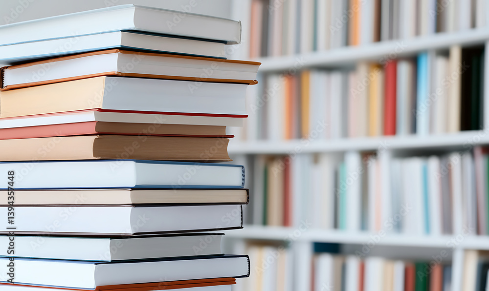 Pile of Books on a Wooden Table-generative ai Pile of Books on a Wooden Table-generative ai