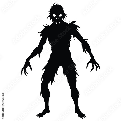 "Zombie Walking Silhouette Vector"
