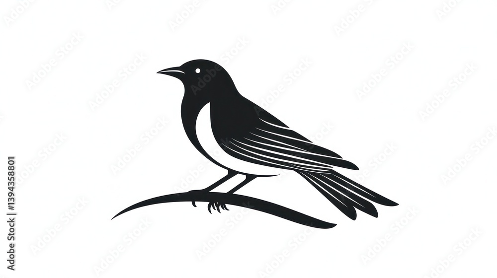 Silhouette of a Bird on Branch, Minimalist Design, Possible use for Nature-themed Graphic Design Silhouette of a Bird on Branch, Minimalist Design, Possible use for Nature-themed Graphic Design