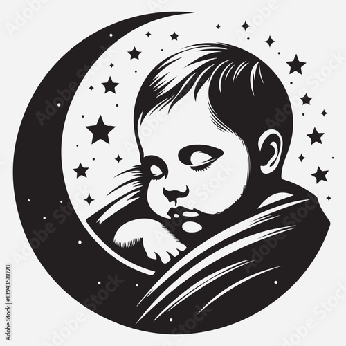 Sleeping baby silhouette stock illustration