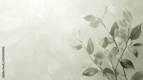 Whispers of Nature: A serene composition featuring delicate leaves, painted with soft hues and gentle textures, inviting contemplation and a sense of calm.