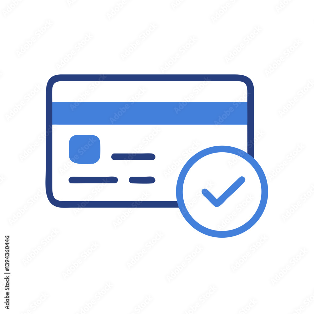 Credit Card with Check Mark Icon Design Credit Card with Check Mark Icon Design