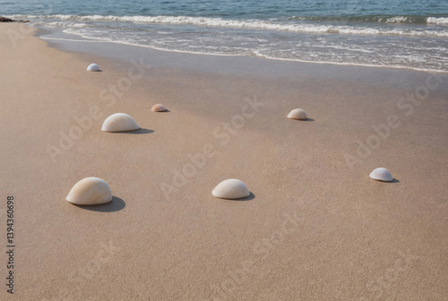 Seashells on the sand. Summer beach background