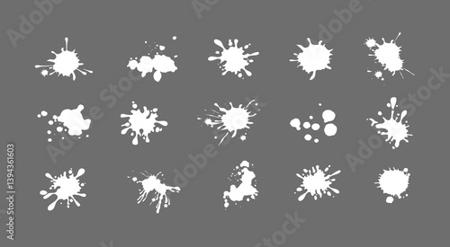 Ink drops and splashes. Blotter spots, liquid paint drip drop splash and ink splatter.Blobs and spatters. Artistic dirty grunge abstract spot vector set. Isolated vector illustration.