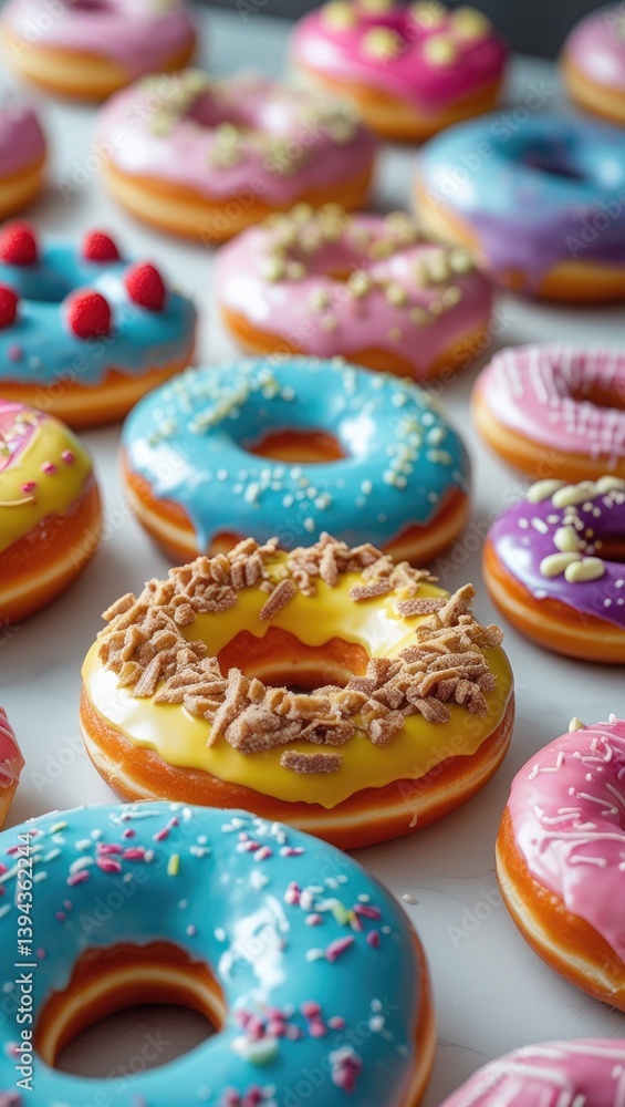 Freshly baked donuts with sweet and sprinkles on a white background Freshly baked donuts with sweet and sprinkles on a white background