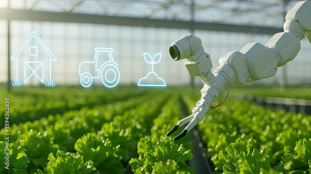 Robotic Arm Assisting in Automated Farming with Smart Agriculture Technology in Greenhouse

