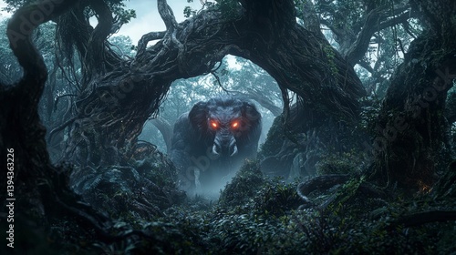Mysterious twilight encounter a giant beast in the dense african jungle nature photography enigmatic atmosphere