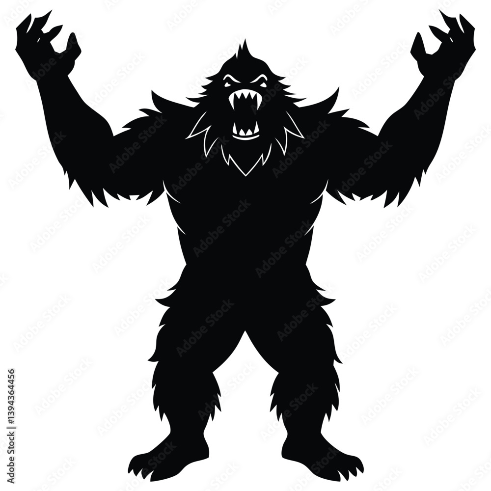 Fototapeta premium Yeti Silhouette Vector | Mythical Snow Creature Design