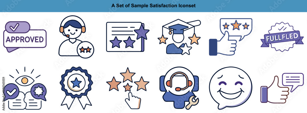 Satisfaction and Approval Icon Set Satisfaction and Approval Icon Set