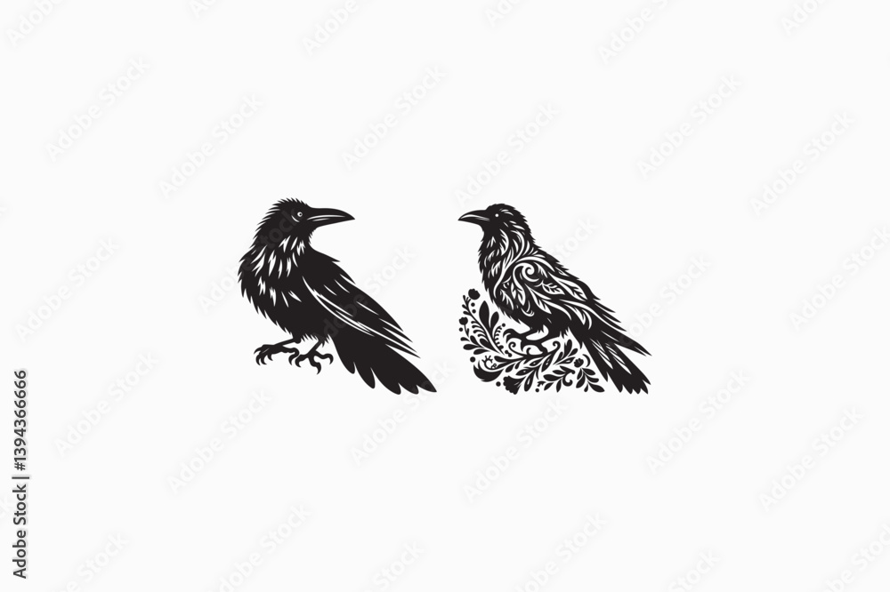 A Common Raven bird vector silhouette image made by adobe illustrator. eps A Common Raven bird vector silhouette image made by adobe illustrator. eps