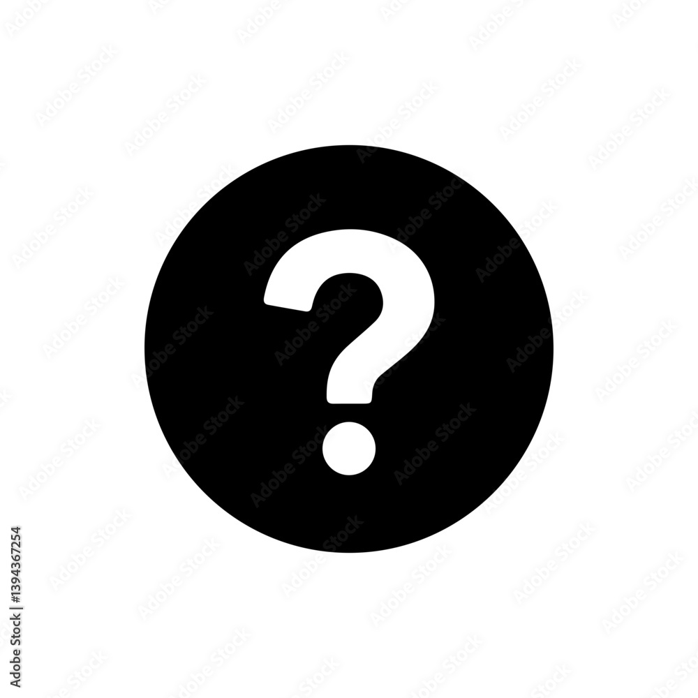 Filled Black Circle Icon with Question Mark Inside