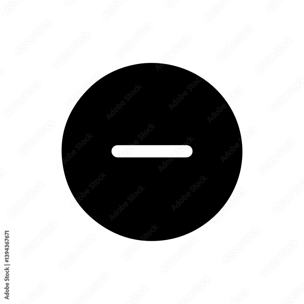 Filled Minus Symbol Inside a Circle in Solid Black Filled Minus Symbol Inside a Circle in Solid Black