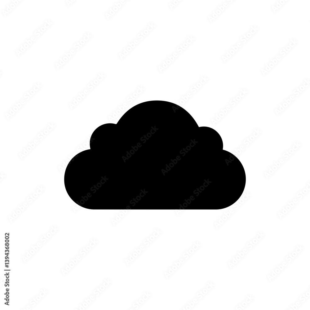 Solid Black Cloud Icon with Smooth Round Curves Solid Black Cloud Icon with Smooth Round Curves