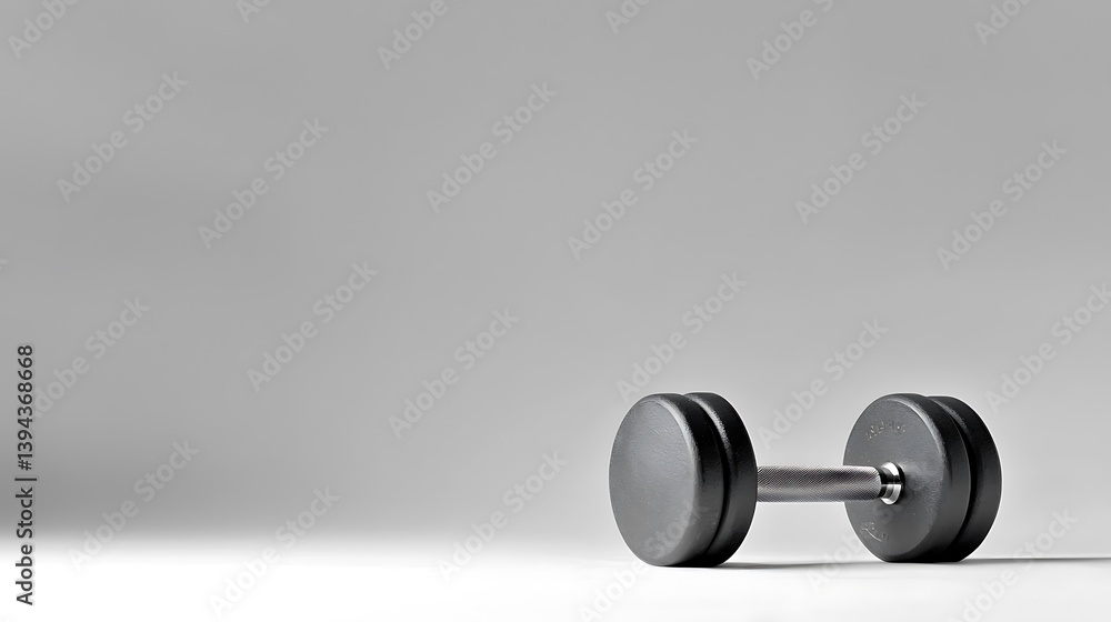 A single dumbbell resting on a white and gray surface