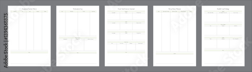 Self Care Planner Pages Daily, Weekly, and Monthly Wellness Planning Notebook for Personal Growth and Balanced Lifestyle Tracking, Planner Sheet Design Template Set of 5 Pages