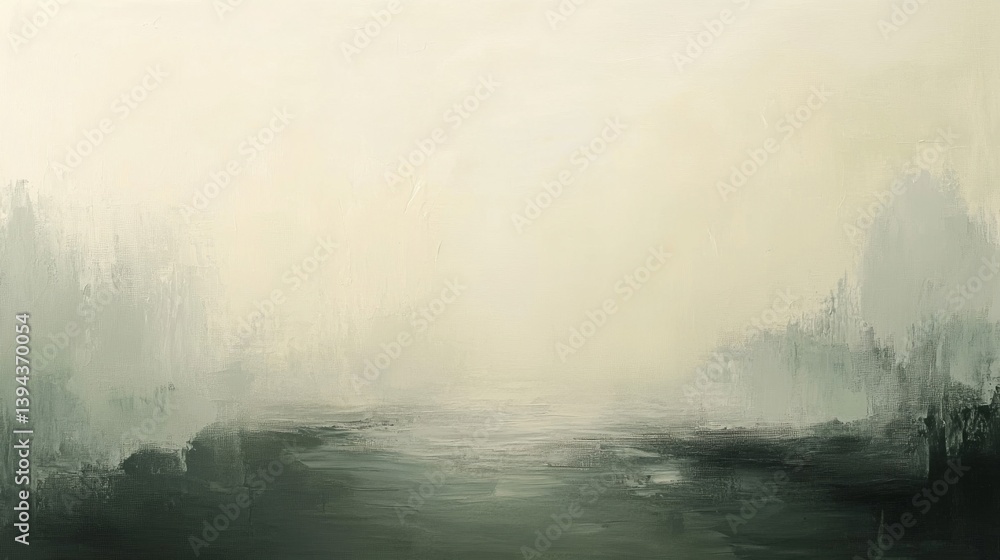 Fototapeta premium Subtle Green and Gray Landscape with Fog
