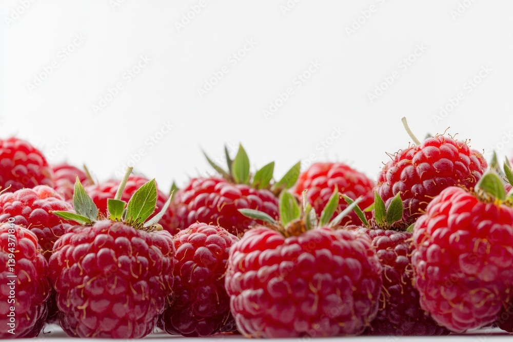 Fresh Raspberries Closeup on White Background for Healthy Eating Concepts Fresh Raspberries Closeup on White Background for Healthy Eating Concepts