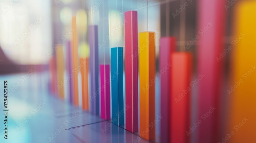 A detailed close-up of a business bar graph with glossy bars, showcasing performance metrics, against a light background with soft focus elements for a professional look. A detailed close-up of a business bar graph with glossy bars, showcasing performance metrics, against a light background with soft focus elements for a professional look.