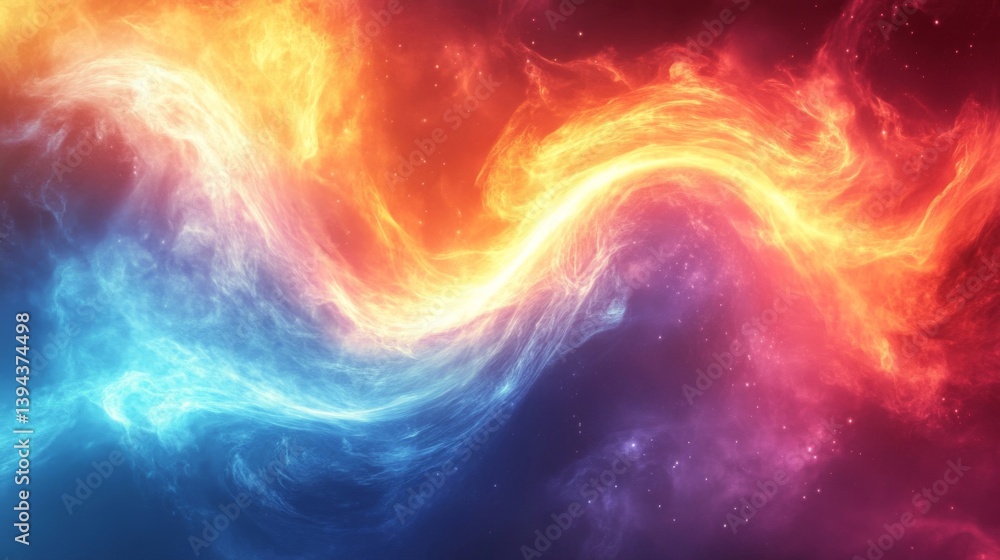 Obraz premium Fiery And Icy Cosmic Swirl Abstract Background