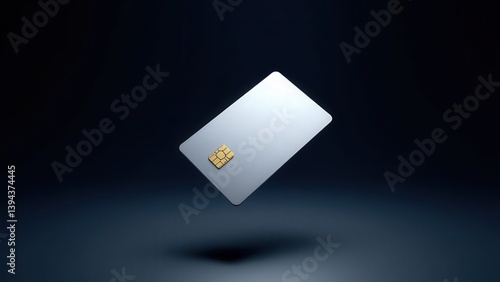 3D silver credit card on dark background - Generative AI
