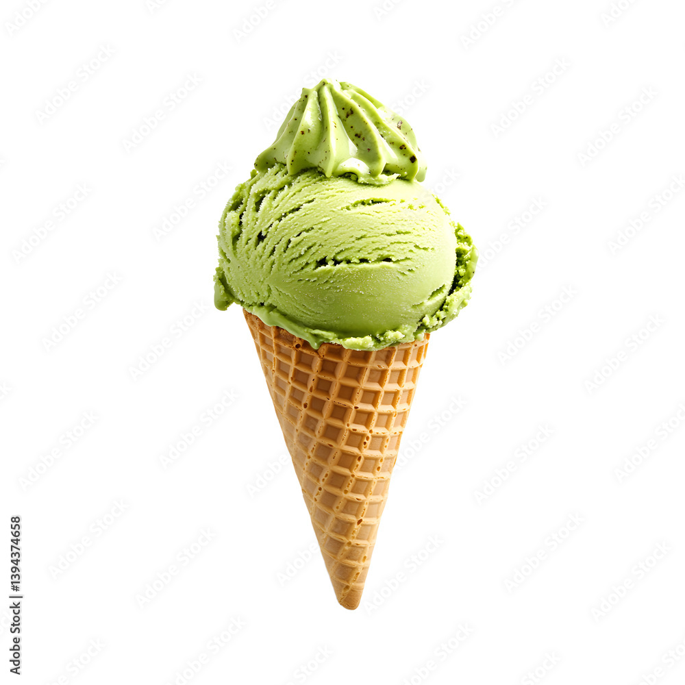 Delicious Matcha Ice Cream Cone, Perfect for Summer Treats Delicious Matcha Ice Cream Cone, Perfect for Summer Treats