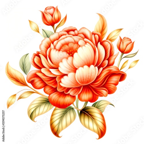 Botanical flowers in white background.