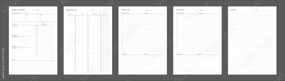 Study Planning Pages Planner Sheet Design Template Set of 5 pages for Organizing Study Sessions, Goals, Timelines, Assignments, Exams, and Progress Tracking for Effective Learning and Academic Success Study Planning Pages Planner Sheet Design Template Set of 5 pages for Organizing Study Sessions, Goals, Timelines, Assignments, Exams, and Progress Tracking for Effective Learning and Academic Success