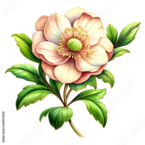 Botanical flowers in white background.