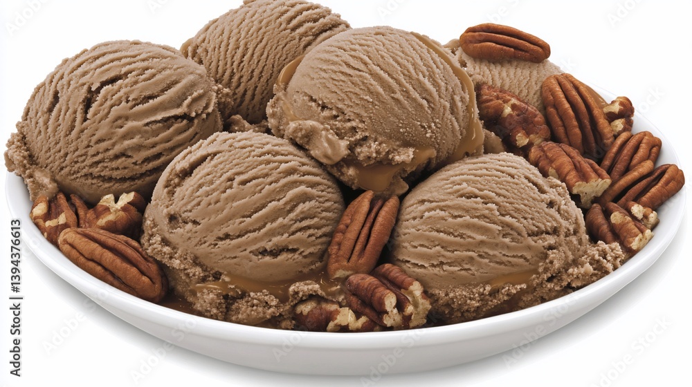 Chocolate pecan ice cream scoops Chocolate pecan ice cream scoops
