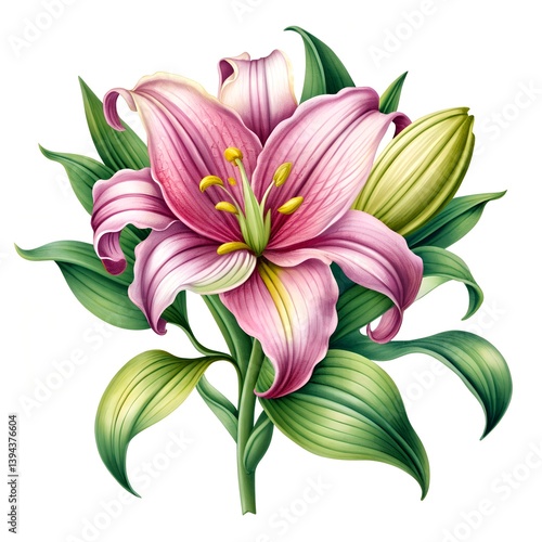 Botanical flowers in white background.