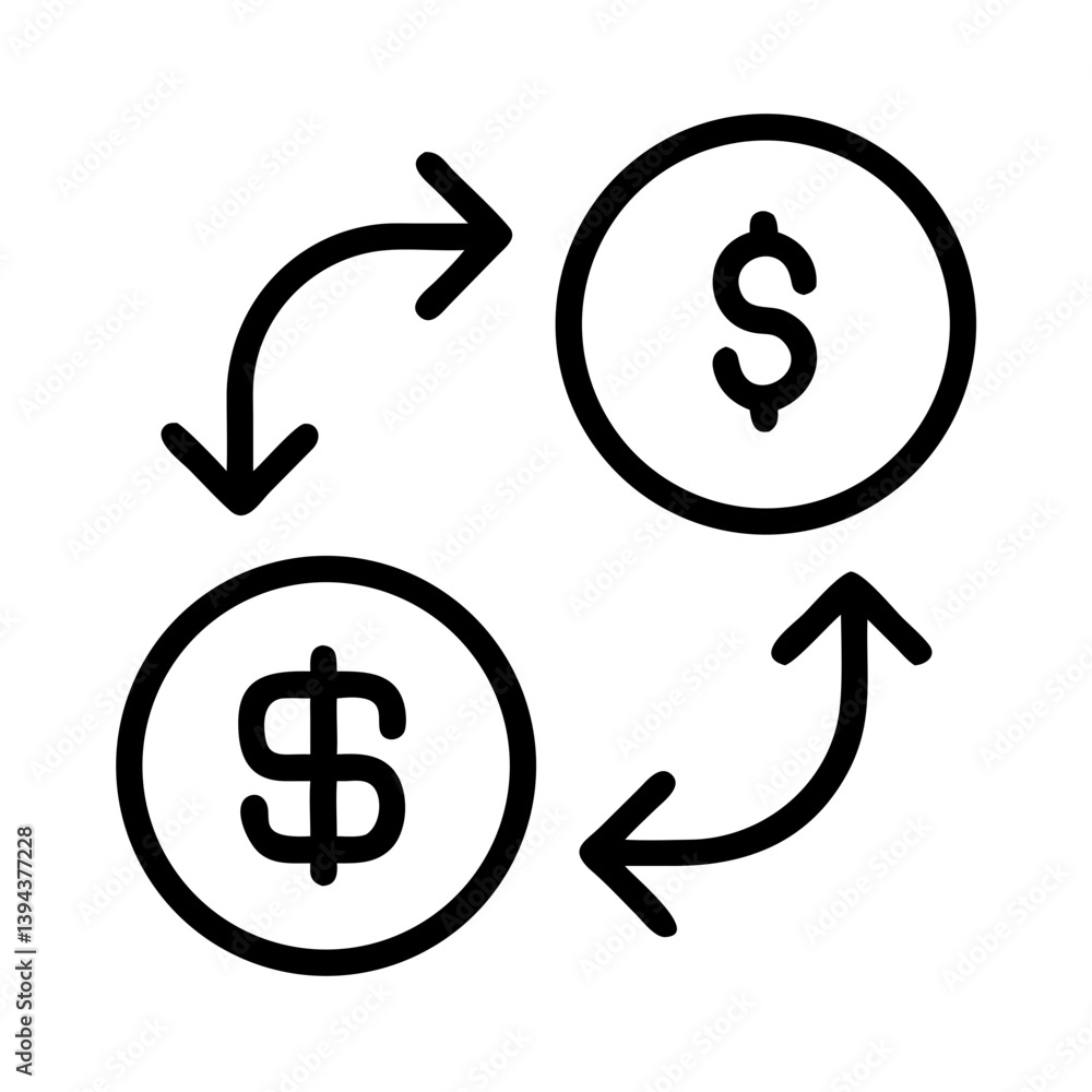 Currency Exchange Arrows Dollar Symbol Icon Design Currency Exchange Arrows Dollar Symbol Icon Design