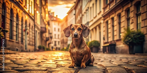 Charming Canine Explores Historic Berlin Streets A Vintage Dog Photo Journey Through a Timeless City