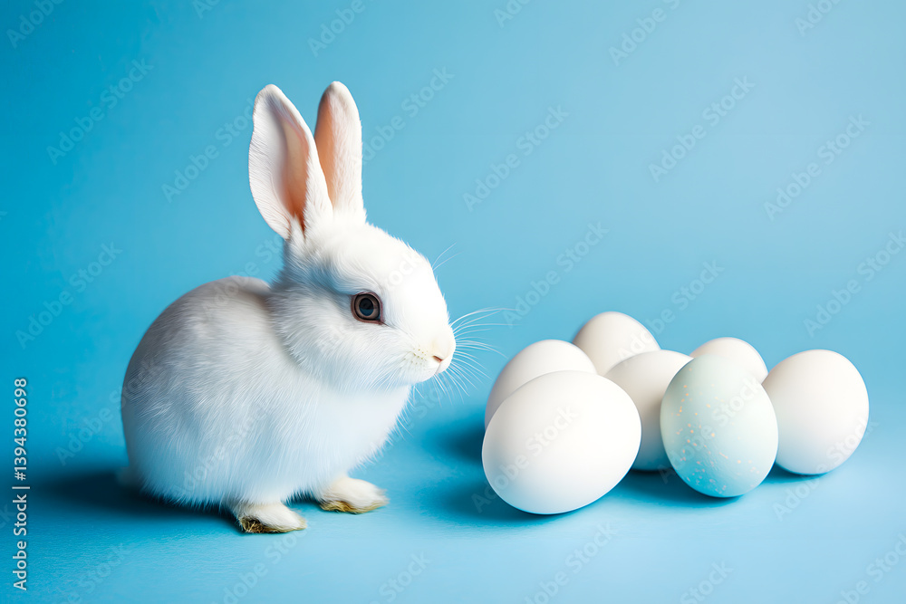 Fototapeta premium white rabbit and easter eggs