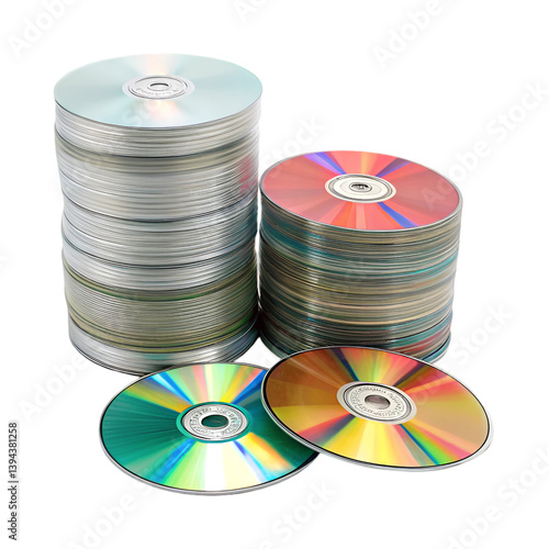 Fotografía Cd or dvd disc pile isolated on white background