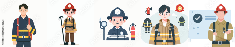 vector of young man wearing firefighter uniform vector of young man wearing firefighter uniform
