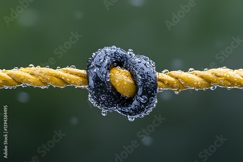 Obraz na płótnie A close up of a wet rope with a black loop w salonie