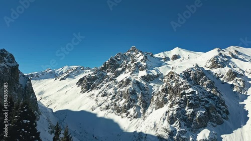 Wallpaper Mural Frozen rugged peaks, Tuyuk Su Glacier Landmark, tundra environment Torontodigital.ca