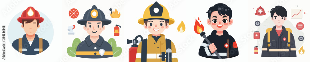 vector of young man wearing firefighter uniform vector of young man wearing firefighter uniform