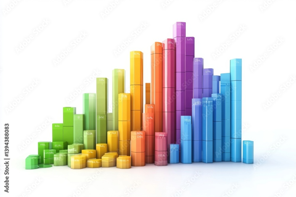 Fototapeta premium Colorful 3D Bar Graph - Data Visualization
