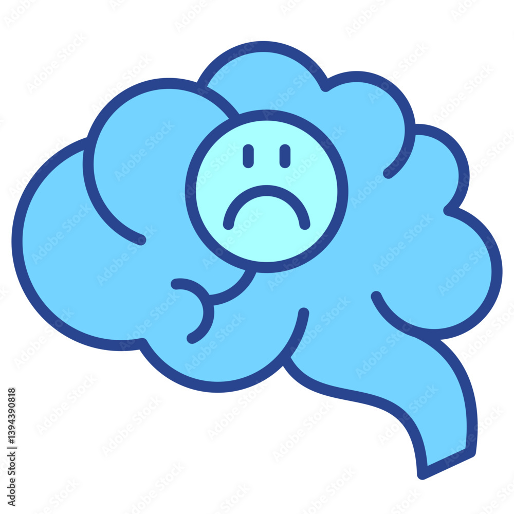 Mental health blue outline icon Mental health blue outline icon