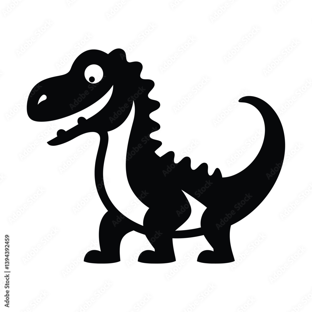 Fototapeta premium Minimal Funny cartoon dinosaur black silhouette