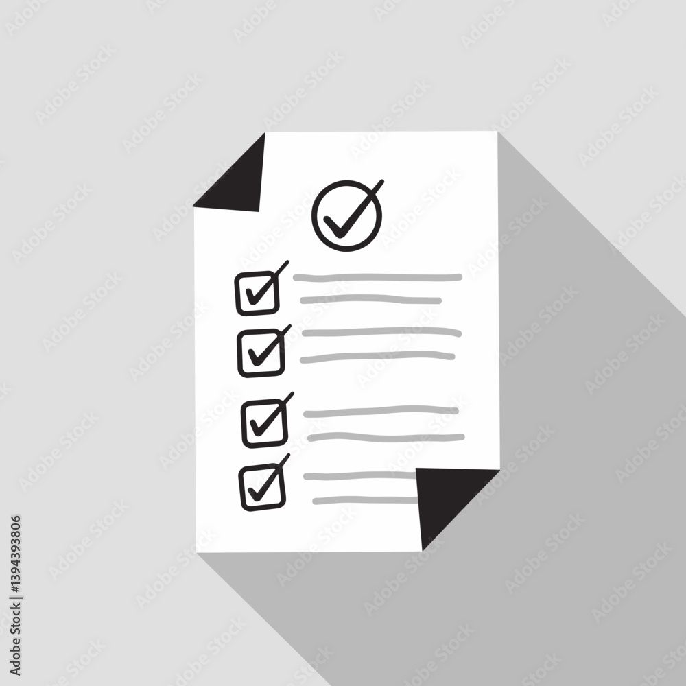 Checklist with Checked Items on a Gray Background Checklist with Checked Items on a Gray Background