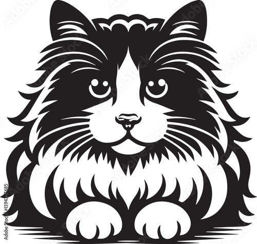 Black and White Ragdoll Cat Vector	