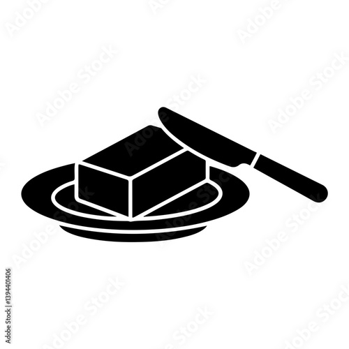 Butter Stick on Dish with Knife Spread Icon