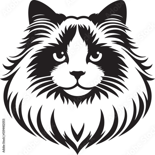 Black and White Ragdoll Cat Vector	